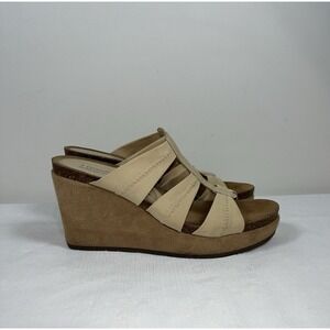 Donald J Pliner Womens Belle Tan Slide Wedge Sandals 6.5M Preppy Comfort Festiva